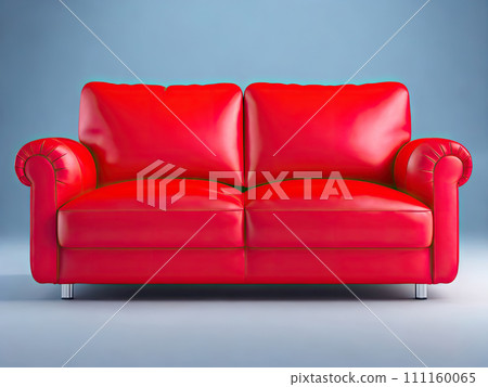 soft comfortable red leather sofa. Generative AI soft comfortable red leather sofa. Generative AI 111160065
