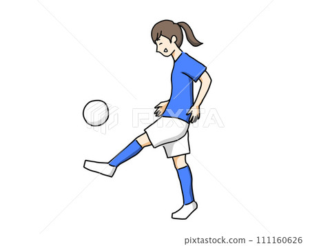 Illustration of a young woman playing soccer 111160626