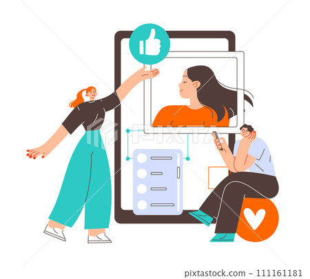 People social media posting photos liking follower subscriber People social media posting photos liking follower subscriber 111161181