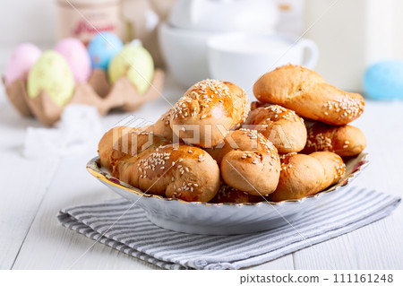 Homemade Greek Easter cookies koulourakia. Homemade Greek Easter cookies koulourakia. 111161248