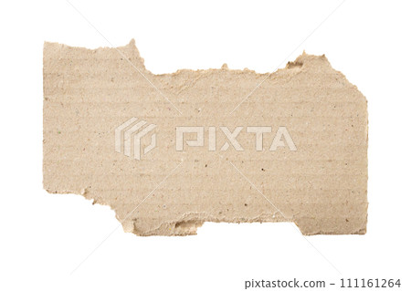 Brown Cardboard paper piece isolated on white background 111161264
