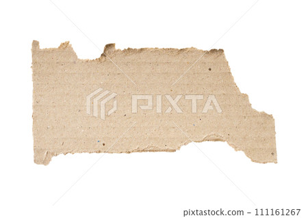 Brown Cardboard paper piece isolated on white background 111161267