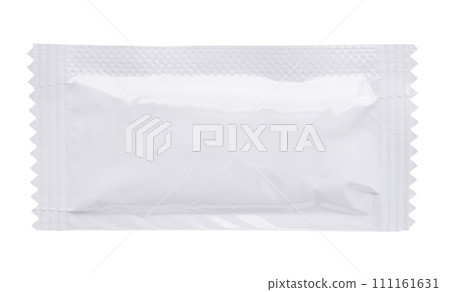 Blank white sachet packaging for food cosmetic and medicine isolated on white background 111161631