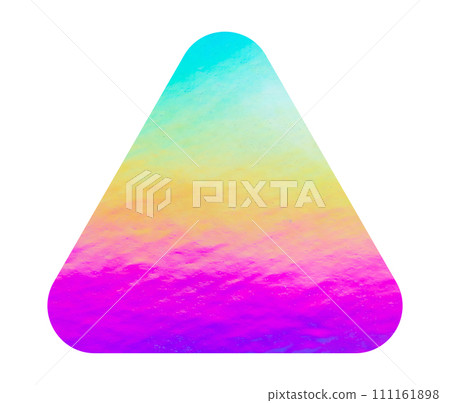 Blank triangle adhesive holographic foil sticker label isolated on white background Blank triangle adhesive holographic foil sticker label isolated on white background 111161898