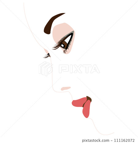 Parts model illustration. Illustration of a woman's face without contour lines, dark makeup version 20. 111162072