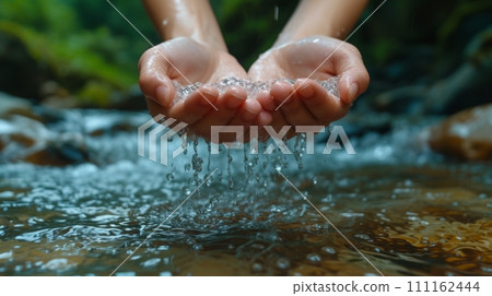 Hands Catching Crystal Clear Water Hands Catching Crystal Clear Water 111162444