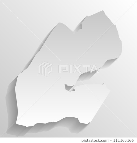 Djibouti country silhouette. High detailed map. White country silhouette with dropped long shadow on beige background. 111163166