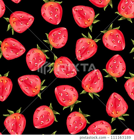 Seamless pattern with strawberry on black background 111163189