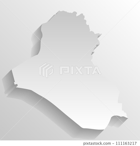 Iraq country silhouette. High detailed map. White country silhouette with dropped long shadow on beige background. 111163217