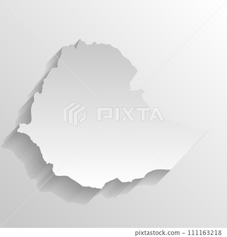 Ethiopia country silhouette. High detailed map. White country silhouette with dropped long shadow on beige background. 111163218