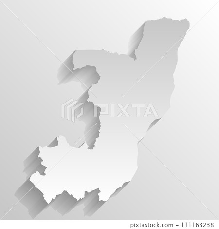 Republic of the Congo country silhouette. High detailed map. White country silhouette with dropped long shadow on beige background. Republic of the Congo country silhouette. High detailed map. White country silhouette with dropped long shadow on beige background. 111163238
