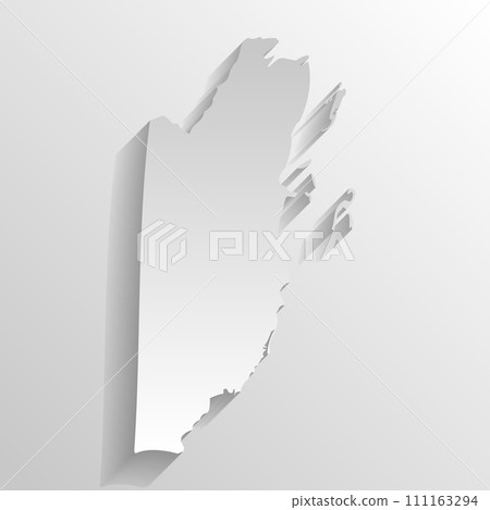 Belize country silhouette. High detailed map. White country silhouette with dropped long shadow on beige background. 111163294