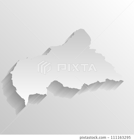 Central African Republic country silhouette. High detailed map. White country silhouette with dropped long shadow on beige background. Central African Republic country silhouette. High detailed map. White country silhouette with dropped long shadow on beige background. 111163295
