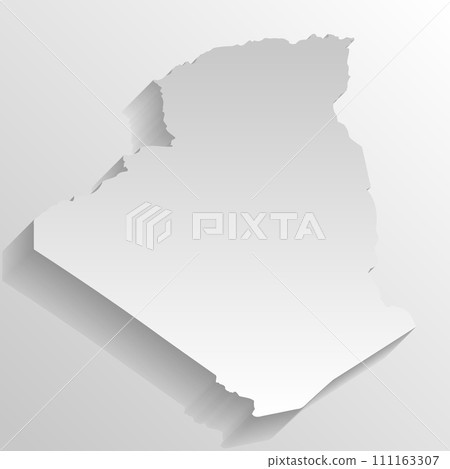 Algeria country silhouette. High detailed map. White country silhouette with dropped long shadow on beige background. 111163307