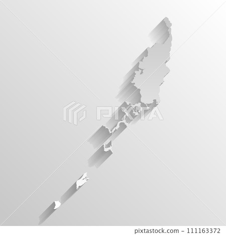 Palau country silhouette. High detailed map. White country silhouette with dropped long shadow on beige background. 111163372