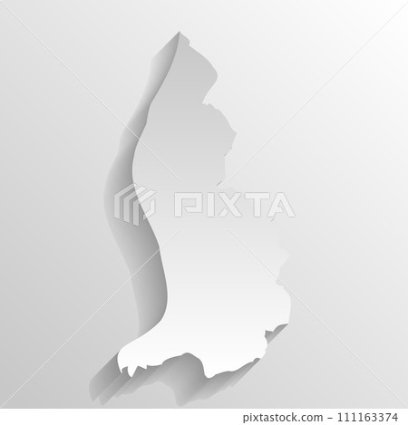Liechtenstein country silhouette. High detailed map. White country silhouette with dropped long shadow on beige background. 111163374