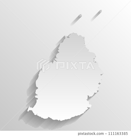 Mauritius country silhouette. High detailed map. White country silhouette with dropped long shadow on beige background. 111163385