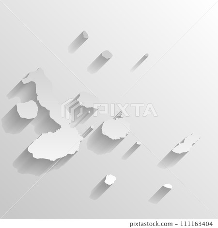 Galapagos Islands silhouette. High detailed map. White country silhouette with dropped long shadow on beige background. Galapagos Islands silhouette. High detailed map. White country silhouette with dropped long shadow on beige background. 111163404