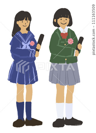 穿著水手製服和西裝外套的學生的畢業典禮插圖 111163509