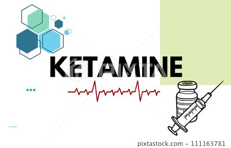 Ketamine medical bottle of medication dissociative anesthetic used for induction and maintenance of anesthesia. vector illustration  111163781