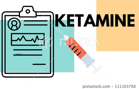 Ketamine medical bottle of medication dissociative anesthetic used for induction and maintenance of anesthesia. vector illustration  111163788