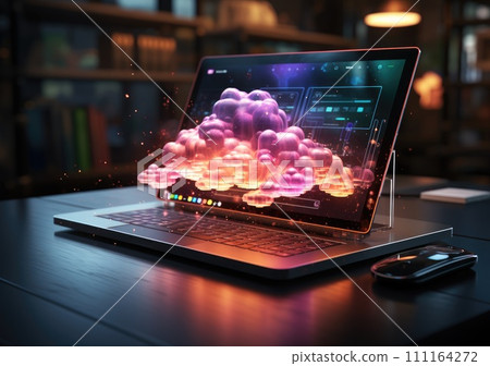 Business cloud computing: digital screen with... - Stock Illustration ...