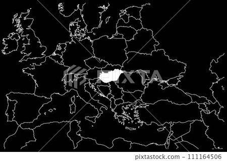 Hungary map europe black background 111164506