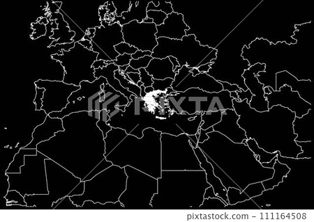 Greece map europe black background 111164508