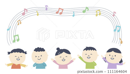 Children and musical notes frame 111164604