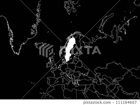 Sweden map europe black background 111164607