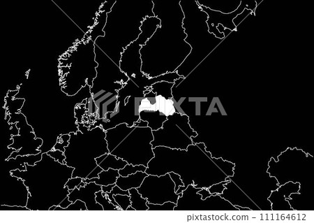 Latvia map europe black background 111164612