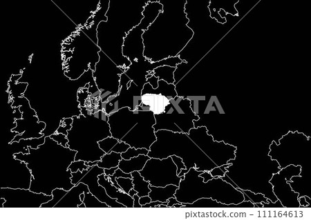 Lithuania map europe black background Lithuania map europe black background 111164613
