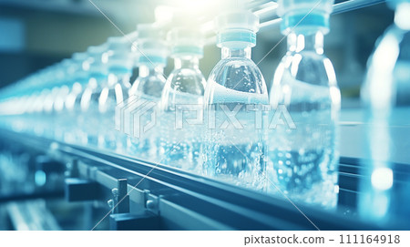 water bottling production line in factory. efficient operations management concept 111164918