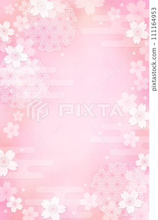 日式櫻花背景_垂直位置，粉紅色 111164953