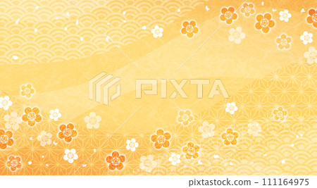 Simple Japanese style plum blossom background, yellow 111164975