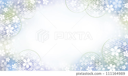 Japanese style cherry blossom background, blue color, for night cherry blossoms 111164989