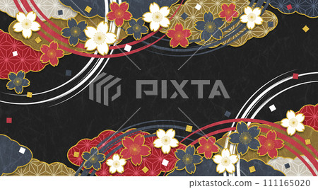 Japanese style cherry blossom background, dark color, background black Japanese style cherry blossom background, dark color, background black 111165020