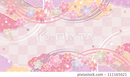 Japanese style cherry blossom background, pale colorful, pinkish 111165021