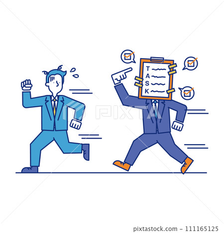 A busy businessperson with a to-do list (tasks) looming large. A busy businessperson with a to-do list (tasks) looming large. 111165125