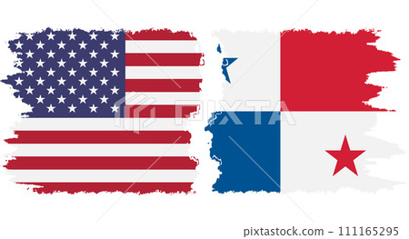 Panama and USA grunge flags connection vector 111165295