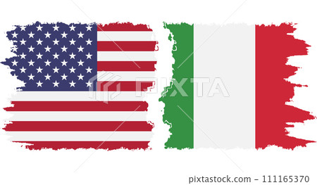 Italy and USA grunge flags connection vector 111165370