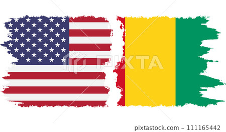 Guinea and USA grunge flags connection vector Guinea and USA grunge flags connection vector 111165442
