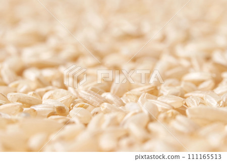 A background of dry brown rice grains showcases the integral, uncooked texture A background of dry brown rice grains showcases the integral, uncooked texture 111165513