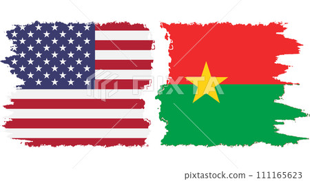 Burkina Faso and USA grunge flags connection vector 111165623