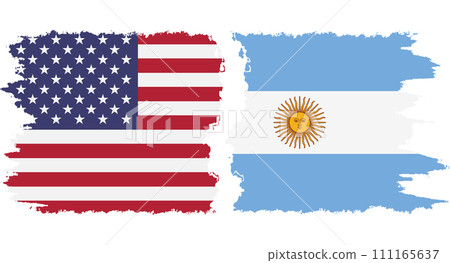 Argentina and USA grunge flags connection vector 111165637
