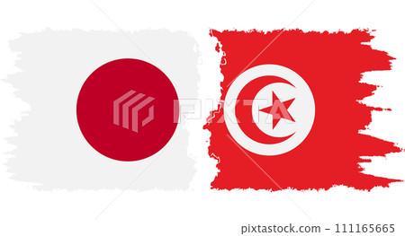 Tunisia and Japan grunge flags connection vector Tunisia and Japan grunge flags connection vector 111165665