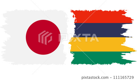 Mauritius and Japan grunge flags connection vector 111165729