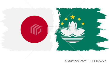 Macau and Japan grunge flags connection vector 111165774