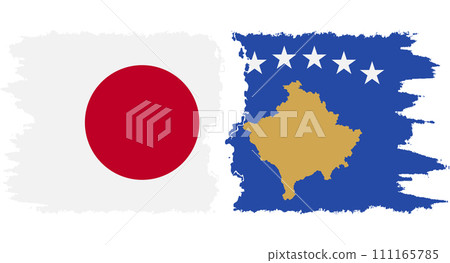 Kosovo and Japan grunge flags connection vector Kosovo and Japan grunge flags connection vector 111165785