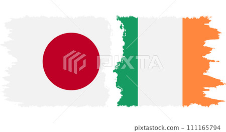 Ireland and Japan grunge flags connection vector 111165794